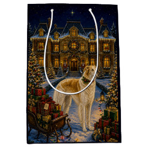 Borzoi-Weihnachtsgeschenktüte Mittlere Geschenktüte