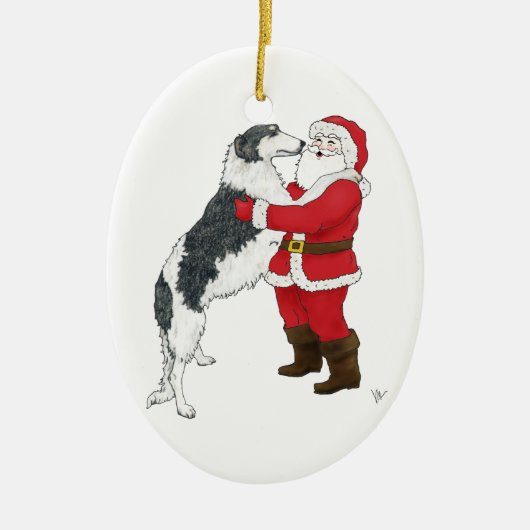 Borzoi-Weihnachtsgruß Keramik Ornament (Vorne)