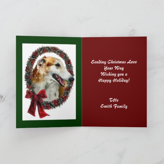 Borzoi Weihnachtskarten Feiertagskarte (Innenseite)