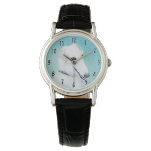 Borzoi (weiß) Malerei - Niedliche Original Hunde K Armbanduhr