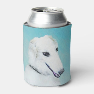 Borzoi (weiß) Malerei - Niedliche Original Hunde K Dosenkühler