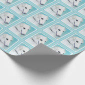 Borzoi (weiß) Malerei - Niedliche Original Hunde K Geschenkpapier (Ecke)