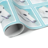 Borzoi (weiß) Malerei - Niedliche Original Hunde K Geschenkpapier (Rolleneckpunkt)