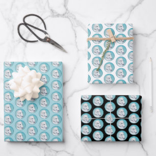 Borzoi (weiß) Malerei - Niedliche Original Hunde K Geschenkpapier Set