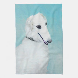 Borzoi (weiß) Malerei - Niedliche Original Hunde K Geschirrtuch