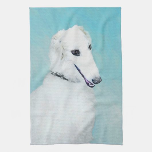Borzoi (weiß) Malerei - Niedliche Original Hunde K Geschirrtuch (Vertikal)