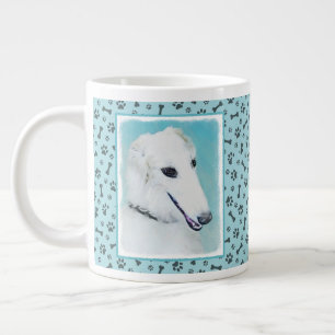 Borzoi (weiß) Malerei - Niedliche Original Hunde K Jumbo-Tasse