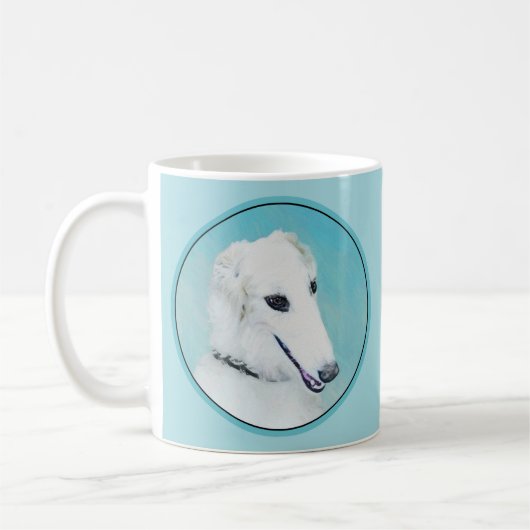 Borzoi (weiß) Malerei - Niedliche Original Hunde K Kaffeetasse (Links)