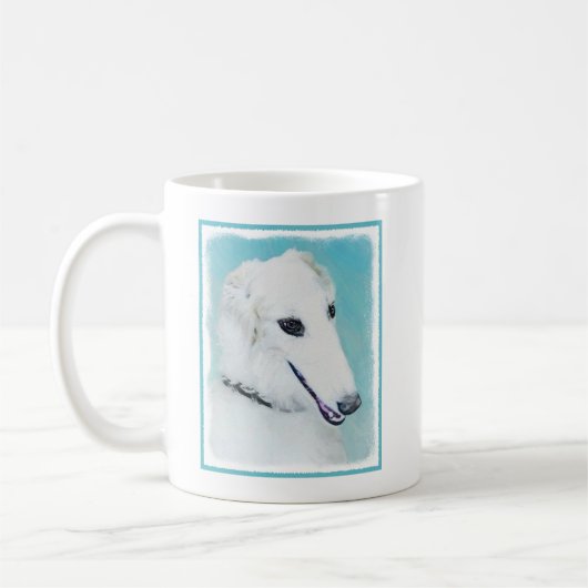 Borzoi (weiß) Malerei - Niedliche Original Hunde K Kaffeetasse (Links)