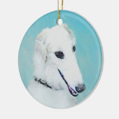 Borzoi (weiß) Malerei - Niedliche Original Hunde K Keramik Ornament (Links)