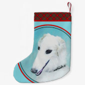 Borzoi (weiß) Malerei - Niedliche Original Hunde K Kleiner Weihnachtsstrumpf (Rückseite)