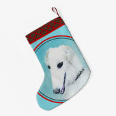 Borzoi (weiß) Malerei - Niedliche Original Hunde K Kleiner Weihnachtsstrumpf (Rückseite (Hängend))