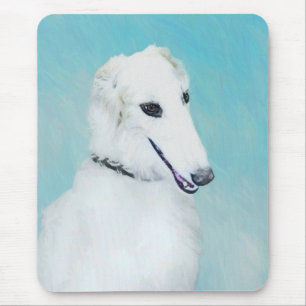 Borzoi (weiß) Malerei - Niedliche Original Hunde K Mousepad