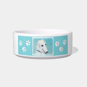 Borzoi (weiß) Malerei - Niedliche Original Hunde K Napf