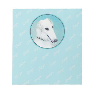 Borzoi (weiß) Malerei - Niedliche Original Hunde K Notizblock