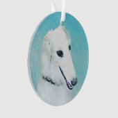 Borzoi (weiß) Malerei - Niedliche Original Hunde K Ornament (Vorderseite)
