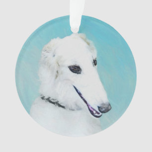 Borzoi (weiß) Malerei - Niedliche Original Hunde K Ornament