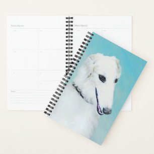 Borzoi (weiß) Malerei - Niedliche Original Hunde K Planer