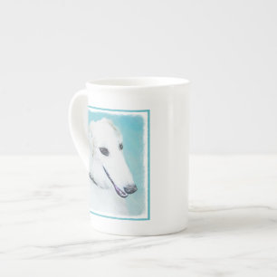 Borzoi (weiß) Malerei - Niedliche Original Hunde K Porzellantasse