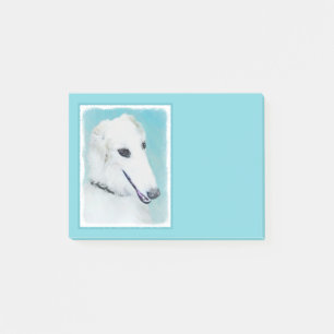 Borzoi (weiß) Malerei - Niedliche Original Hunde K Post-it Klebezettel