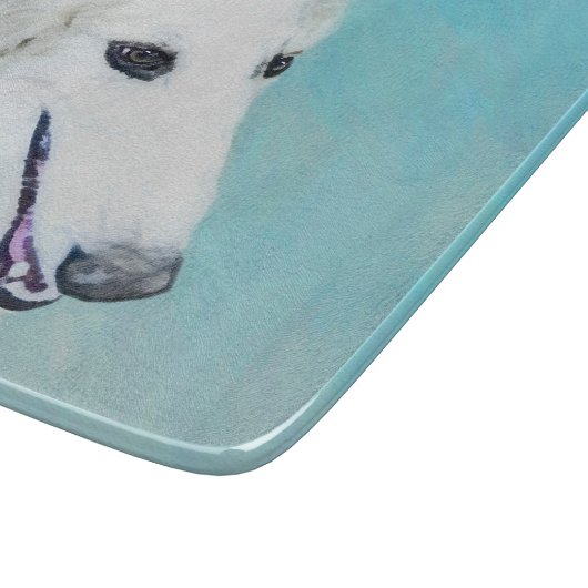 Borzoi (weiß) Malerei - Niedliche Original Hunde K Schneidebrett (Ecke)