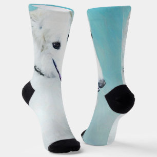 Borzoi (weiß) Malerei - Niedliche Original Hunde K Socken