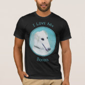 Borzoi (weiß) Malerei - Niedliche Original Hunde K T-Shirt (Vorderseite)