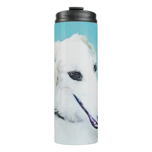 Borzoi (weiß) Malerei - Niedliche Original Hunde K Thermosbecher (Vorderseite)