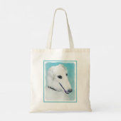 Borzoi (weiß) Malerei - Niedliche Original Hunde K Tragetasche (Rückseite)