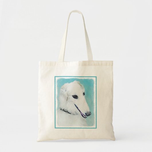 Borzoi (weiß) Malerei - Niedliche Original Hunde K Tragetasche (Vorne)