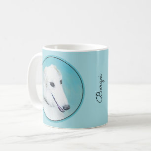Borzoi (weiß) Malerei - Niedliche Original Hundek Kaffeetasse