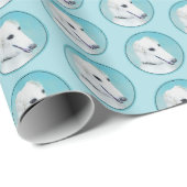 Borzoi (weiß) Malerei - Niedliche Original Hundeku Geschenkpapier (Rolleneckpunkt)