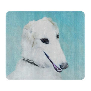 Borzoi (Weiß) Malerei - Süße originelle Hundekunst Schneidebrett