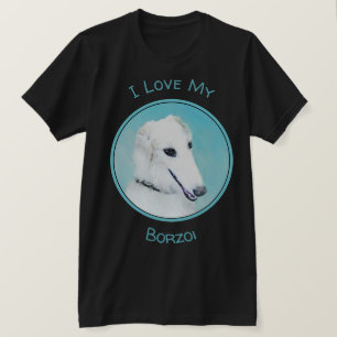 Borzoi (Weiß) Malerei - Süße originelle Hundekunst T-Shirt