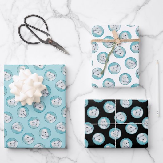 Borzoi White Painting Russian Wolfhound Dog Art Geschenkpapier Set (Vorderseite)