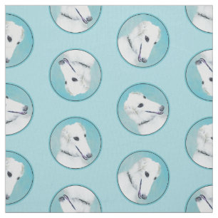 Borzoi White Painting Russian Wolfhound Dog Art Stoff