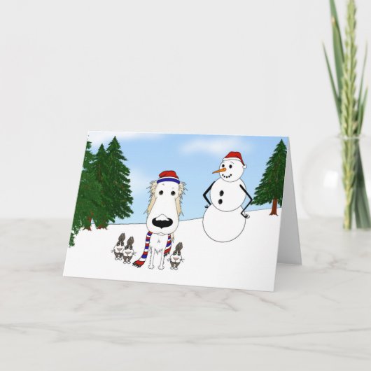 Borzoi Winter Szene Feiertagskarte (Vorderseite)