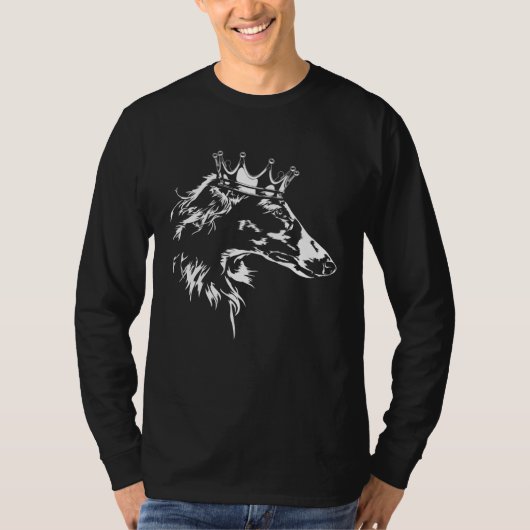 Borzoi with crown dog greyhound dog mom T-Shirt (Vorderseite)
