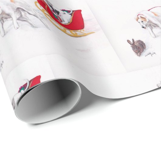 Borzoi Wolfhound Hund Kunsthandwerk Geschenkpapier (Rolleneckpunkt)