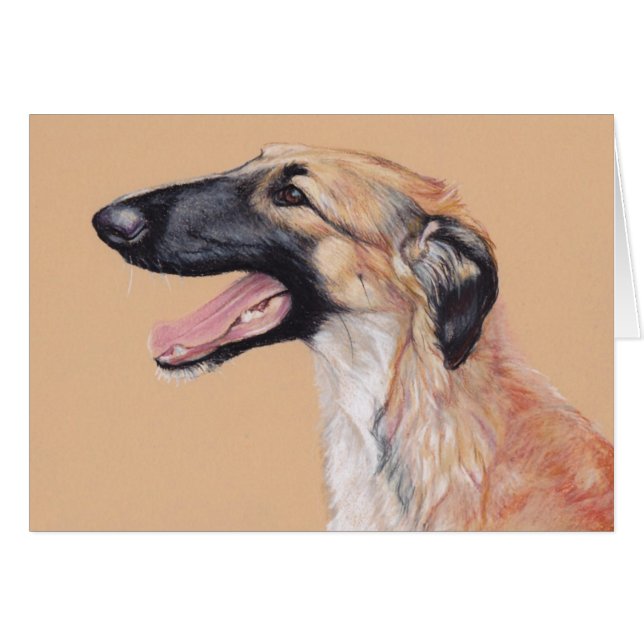 Borzoirussische Wolfhound-Hundekunst-Karte (Vorderseite (Horizontal))