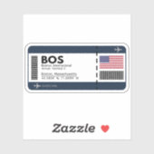 BOS Boston Airport Boarding Pass Sticker - USA (Blatt)