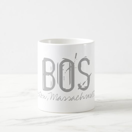 BOS Boston Airport Typografie Kaffeetasse (Mittel)