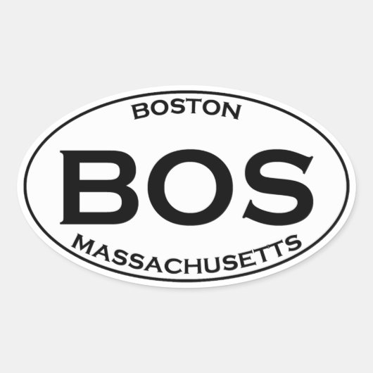 BOS - Boston Massachusetts Oval Logo Ovaler Aufkleber (Vorderseite)