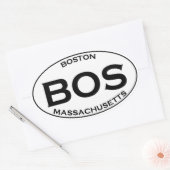 BOS - Boston Massachusetts Oval Logo Ovaler Aufkleber (Umschlag)