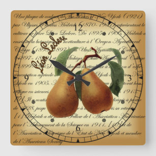Bosc Birnen~Léon Leclerc~Ulysses Prentis Hedrick~ Quadratische Wanduhr