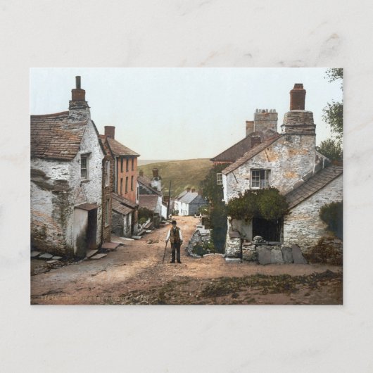 Boscastle Village Street, Cornwall c.1895 Postkarte (Vorderseite)