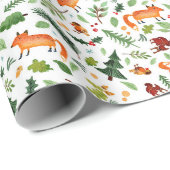 Bosdieren en natuur Kerst illustratie Geschenkpapier (Rolleneckpunkt)