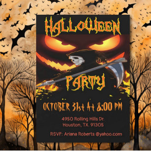 Böse Augen und grimmiges Sensenmann Halloween-Part Einladung