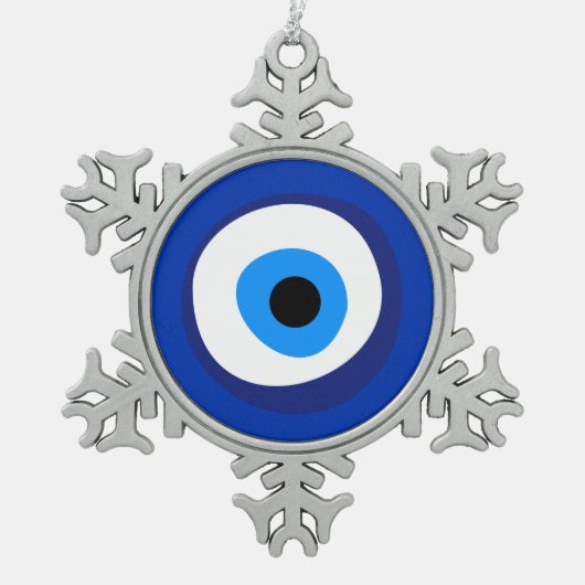 Böse Augen uraltes Symbol antike Talisman Superlat Schneeflocken Zinn-Ornament (Vorderseite)
