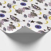 böse Augenpackung mit Monden, Sternenhimmel Geschenkpapier (Ecke)